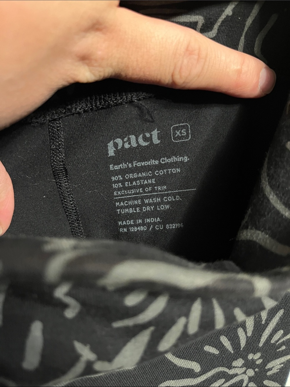 Pact 90% organic cotton gray and black leggings - Picture 5 of 6